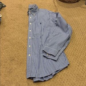 Ralph Lauren Navy and White Striped Button Down Shirt